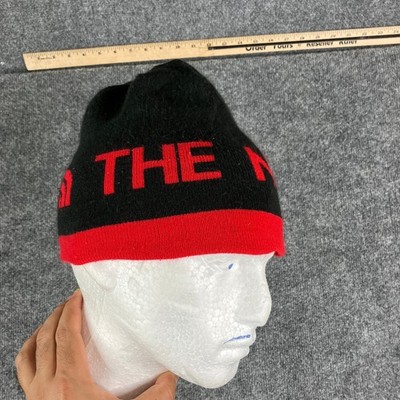 The North Face Beanie Black Red Reversible Knit Logo Cuffed  display picture 1