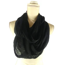 Infinity Scarf Black On Black Polka Dot Sheer 66" X 18
