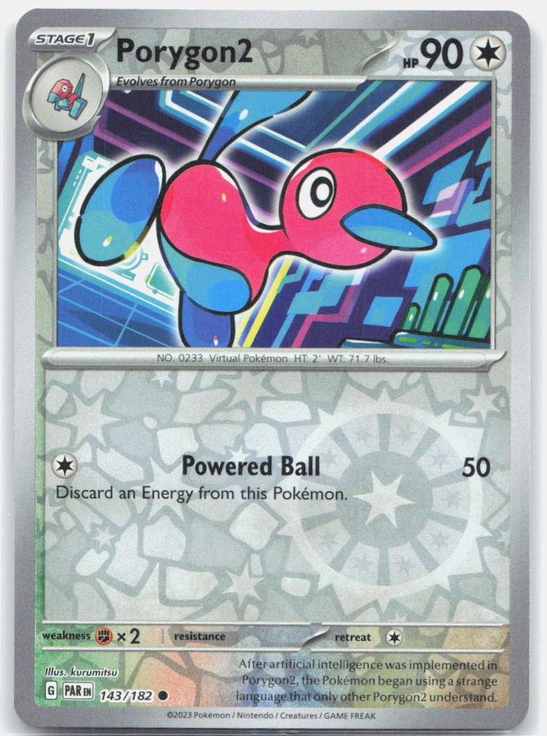 Pokemon TCG Porygon2 143/182 SV04: Paradox Rift Reverse Holo NM
