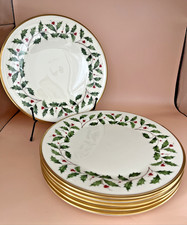 Lenox HOLIDAY Dimension Set of 6 DINNER Holly...