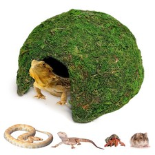 Hollima Reptile Moss Hideout, Half Round Cave for Hiding, green