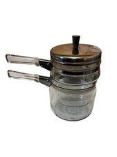 Vintage Pyrex FLAMEWARE ~ DOUBLE BOILER Combo ~ W/ Lid ~ Vintage