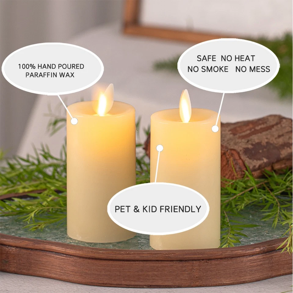 Luminara Flameless Pillar Wax Battery Candles with Remote Moving Flame Ivory  - Image 2 of 4