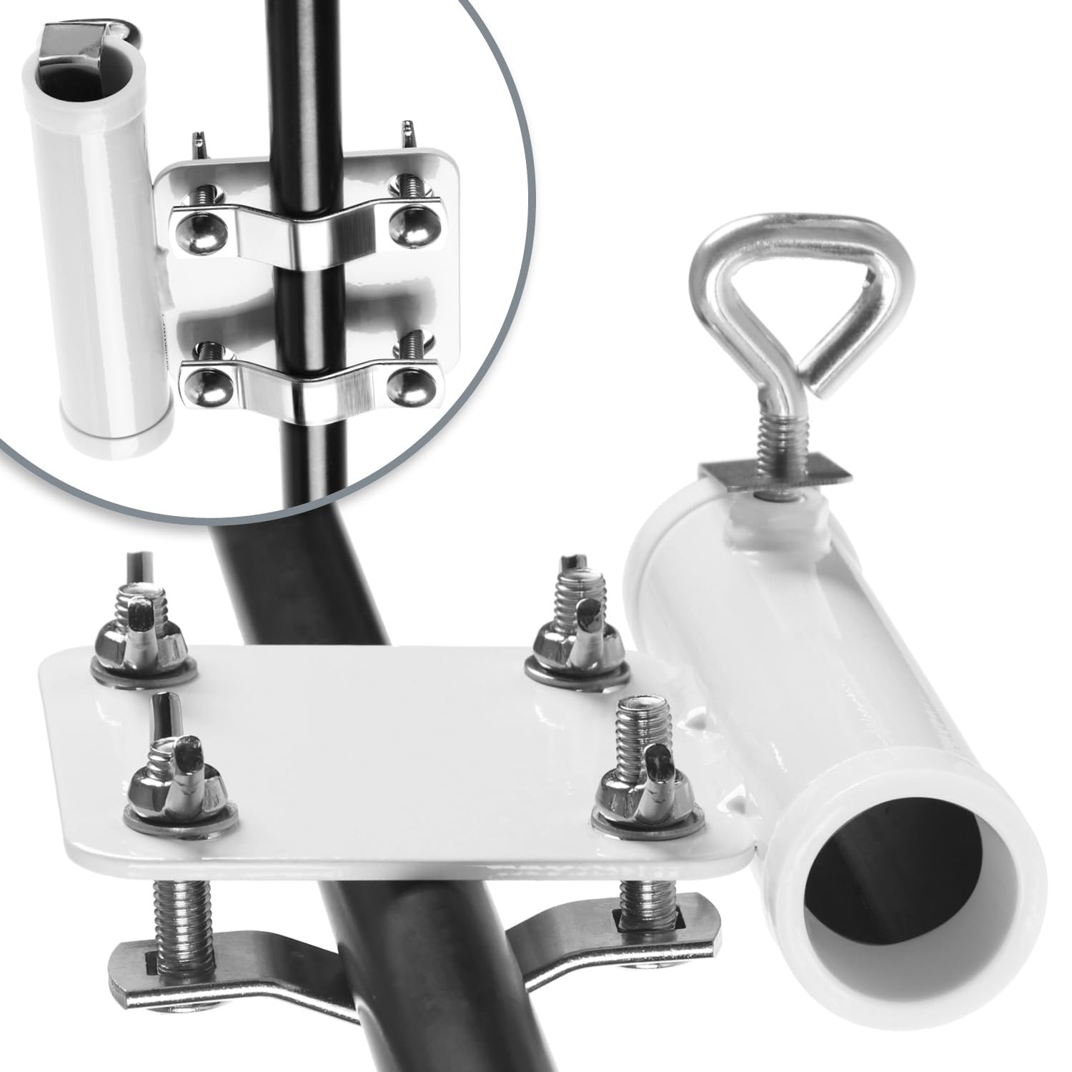 Porte-Parasol pour Balustrade de Balcon en Acier Noir Réglable Robust - 4