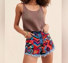 Farm Rio Summer Patches Denim Shorts - SizeM mix18 