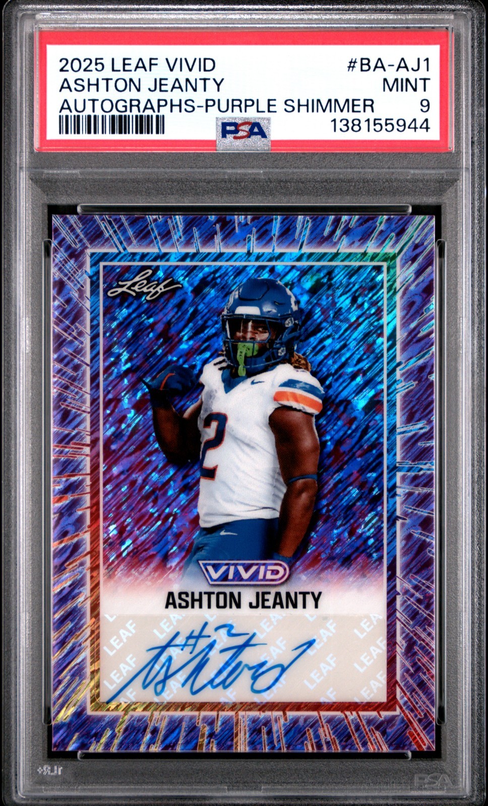 Ashton Jeanty Leaf Vivid in Glorious Technicolor Autographs #GAAJ1 Purple Shimmer