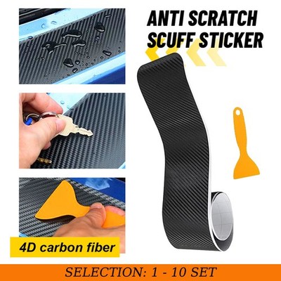 1-10X Sticker Rear Bumper Guard Sill Plate Trunk Protector Cover 4D Carbon Fiber