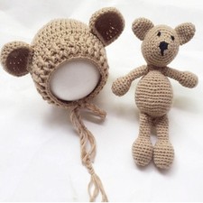 Newborn Baby Bear Hat Set Girl Boy Photography Prop Photo Crochet Knit Costume