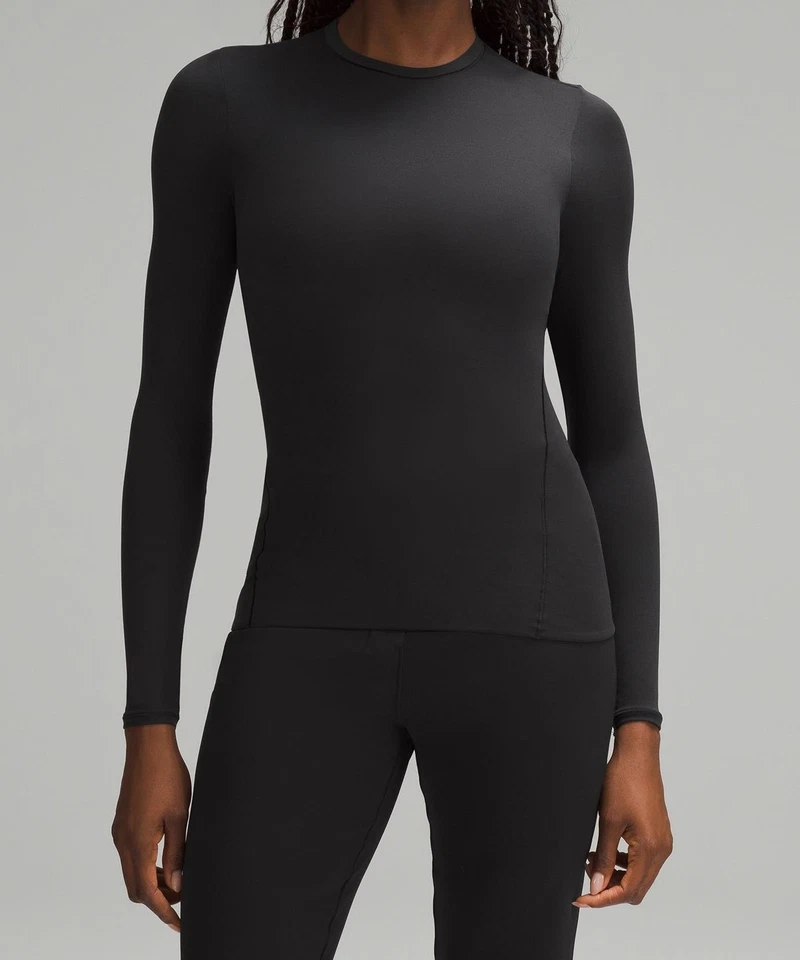 lululemon Wundermost Ultra-Soft Nulu Crewneck Long-Sleeve Shirt Size XS Black