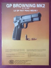 3/1986 PUB FN HERSTAL GP BROWNING MK2 PISTOL PISTOL ORIGINAL FRENCH AD