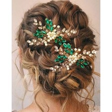 Crystal Wedding Hair Pins Pearl Rhinestone Flower Bridal Hair Pieces Decorati...