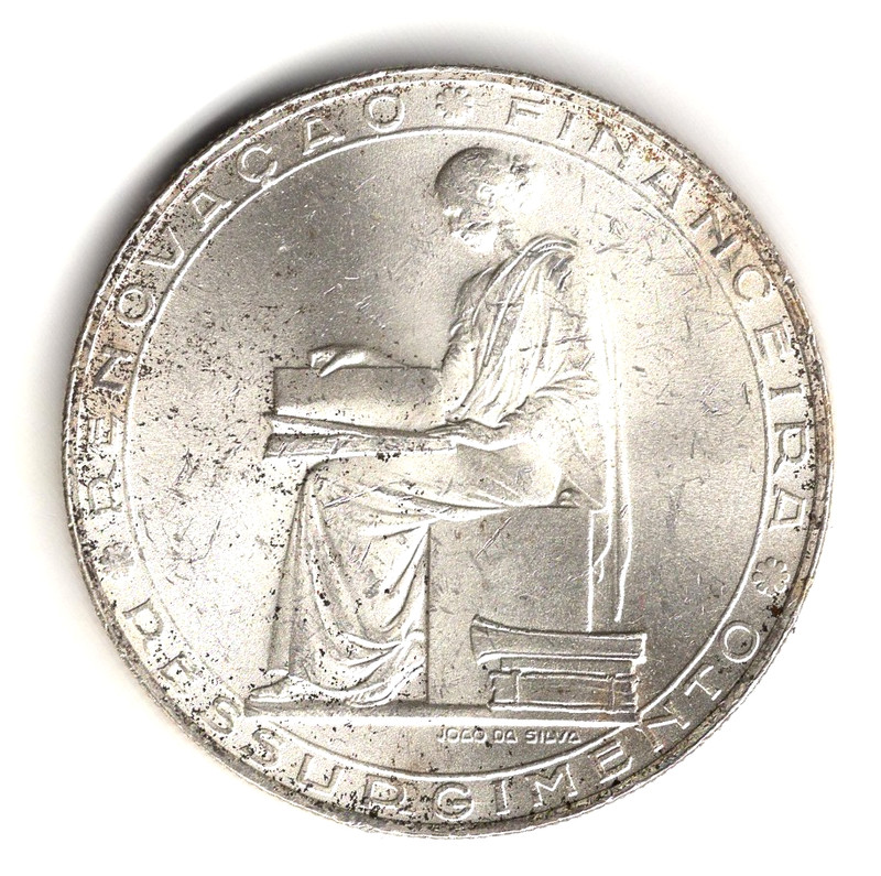 1953 PORTUGAL FINANCIAL RENEWAL SILVER 20 ESCUDOS BU