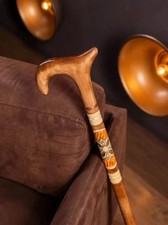 Art-Wooden walking stick hand carved handmade stylish wooden walking cane
