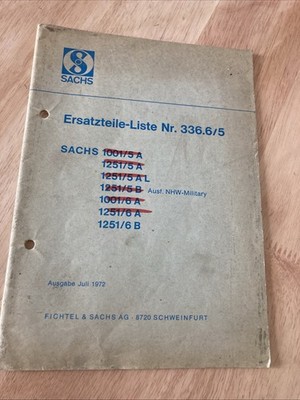 Sachs Engine 1001 1251 Catalog List Spare Parts Motorcycle