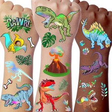 Iridescent Metallic Dinosaur Temporary Tattoos For Kids Large,