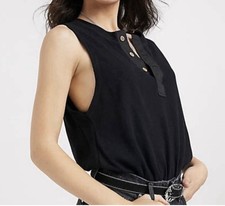 Free People Peek Aye Black Bodysuit, XS