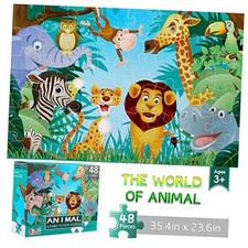 Jumbo Floor Puzzle for Kids Animal Jigsaw Large Puzzles 48 48 Pieces Animal