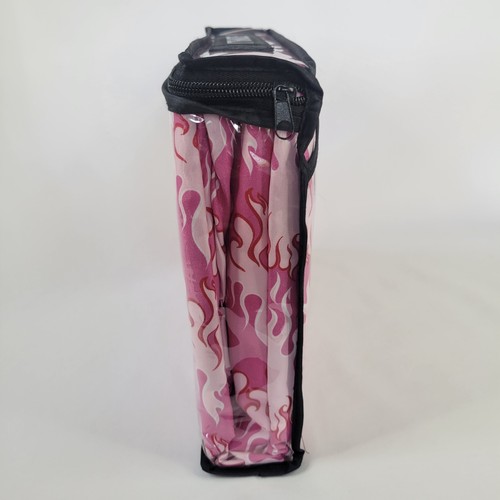Hot Pink Fire Flames Print 4pc FULL Sheets Set White Red Harley Girl Biker Chic - Picture 8 of 9
