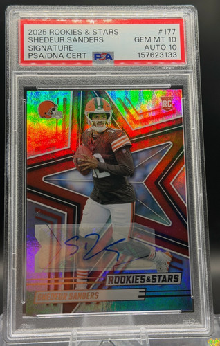 2025 Panini Rookies & Stars Shedeur Sanders RC Auto PSA 10/10 Browns #177