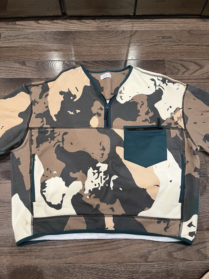 Saturdays New York City Men's Camo Cropped Terry 1/4 Zip Pullover Sweatshirt XL - Image 3 of 4
