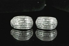 Huggee Hoop Women Earrings Baguette Cut Simulated Diamond 14K White Gold Plated