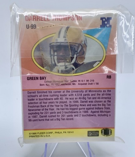 DARRELL THOMPSON (50) Card Lot 1990 Fleer Update #U99 RC Rookie card - Picture 3 of 3