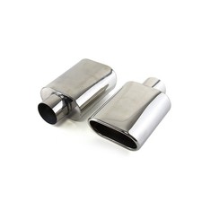2 Pieces Stainless Steel Exhaust Tip Rolled Oval Slant 2.5 Inlet 5.5x3 Outlet