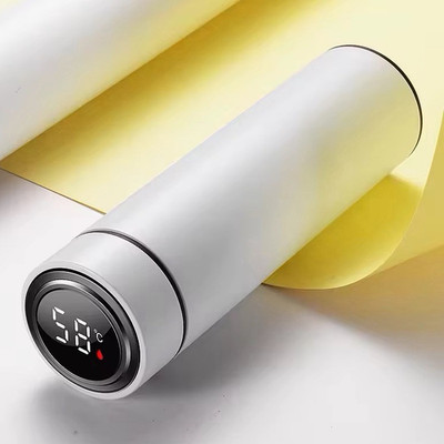 Stainless Steel 500ml Insulated Vacuum Flask w/ LED Temp Display Twist Lid
