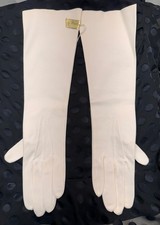 New Vintage Macy's Whitbey Long White Cotton Hand Gloves Evening Wear 7.5