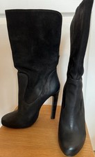 Image of Allsaints ‘Hero’ black/rustic jet leather boot size 7 EU 40