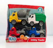 Kid Connection Utility Trucks Friction Powered Adjustable Moving Parts Set of 4