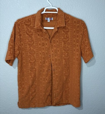 Urban Outfitters Button up Rust Towelling Jacquard Button Up Shirt