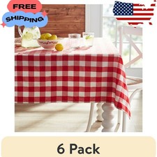  6 pack Charming Check Tablecloth, Multicolor, 60"W x 84"L