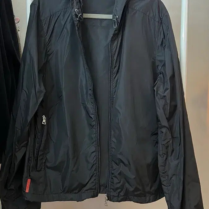 Prada Nylon Hooded Windbreaker Black Lightweight Jacket