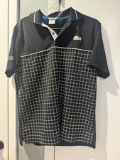 Vintage Lacoste Sport Men  s Black White Grid polo Shirt 6 Y2K Tennis Golf