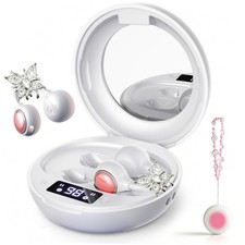 YUEHEMEI Clip On Open Ear Earbuds with Crystal Butterfly Pink Earring