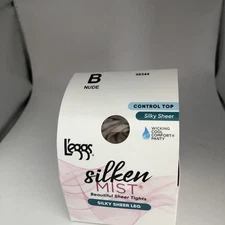 Leggs Silken Mist Pantyhose Sheer Tights Control Top Silky Sheer  Nude B