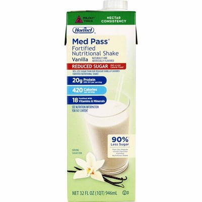 Med Pass Reduced Sugar Oral Supplement Vanilla 32 oz Carton 12 Ct