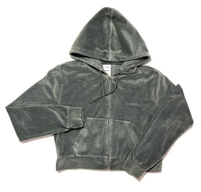 Urban Outfitters x iets frans   Velour Cropped Hoodie Womens Size Medium Green 