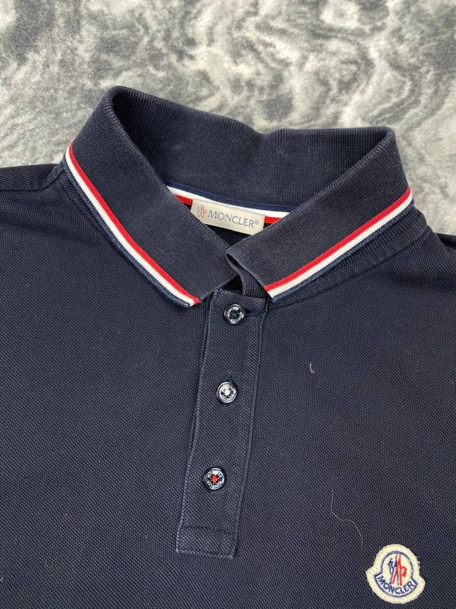 Moncler Maglia Polo Manica Corta Shirt Men Size M Blue | eBay