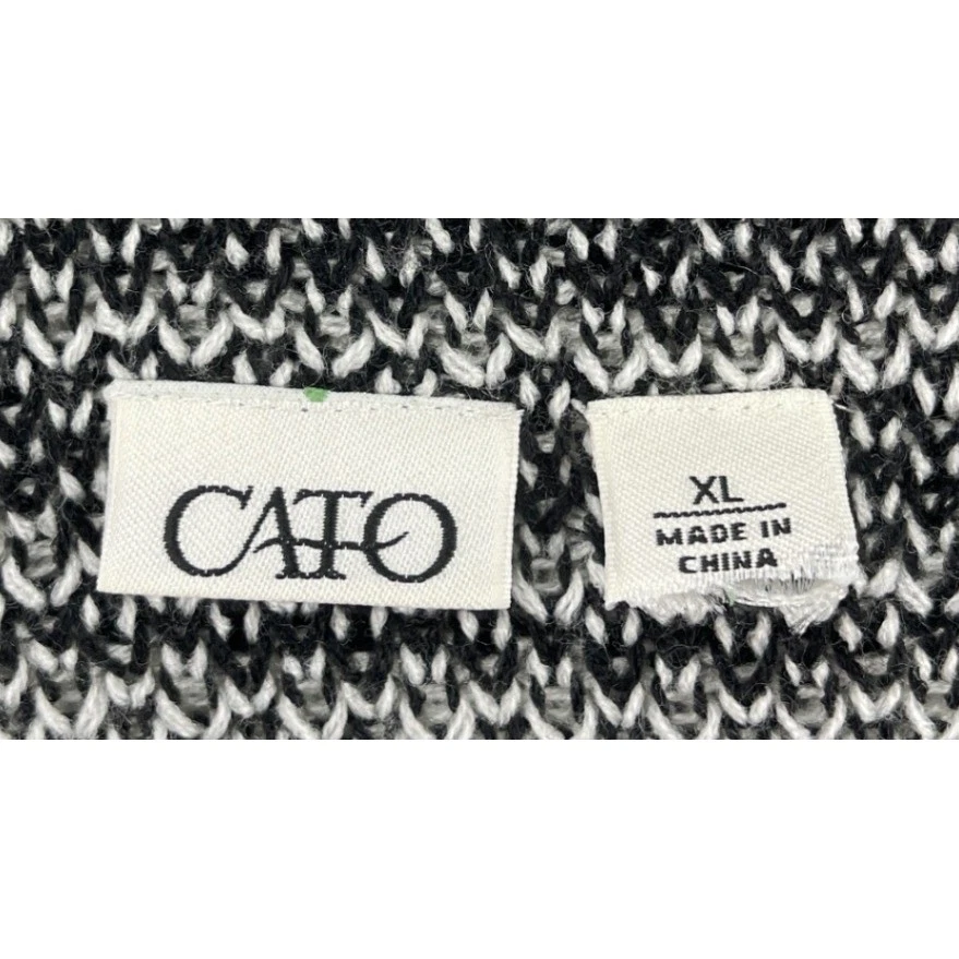 Женский кардиган Cato XL черный белый с открытой передней частью из акрила - Изображение 3 из 4