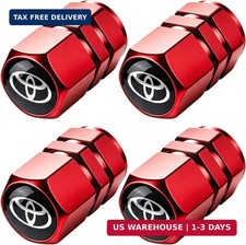 4pcs Red Tire Valve Stem Caps For Toyota Metal Air Valve Covers O-ring