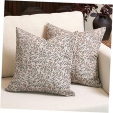 Floral Throw Pillow Covers 20x20 Set of 2 20" x 20" Pack of 2 Red/Sand