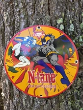 VINTAGE 1966 CONOCO N-TANE GAS PORCELAIN GAS STATION PUMP SIGN 12"!