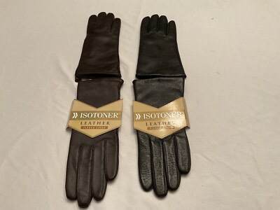 Lot New Vintage Isotoner Women s Leather Gloves Black Brown Gloves Size 7