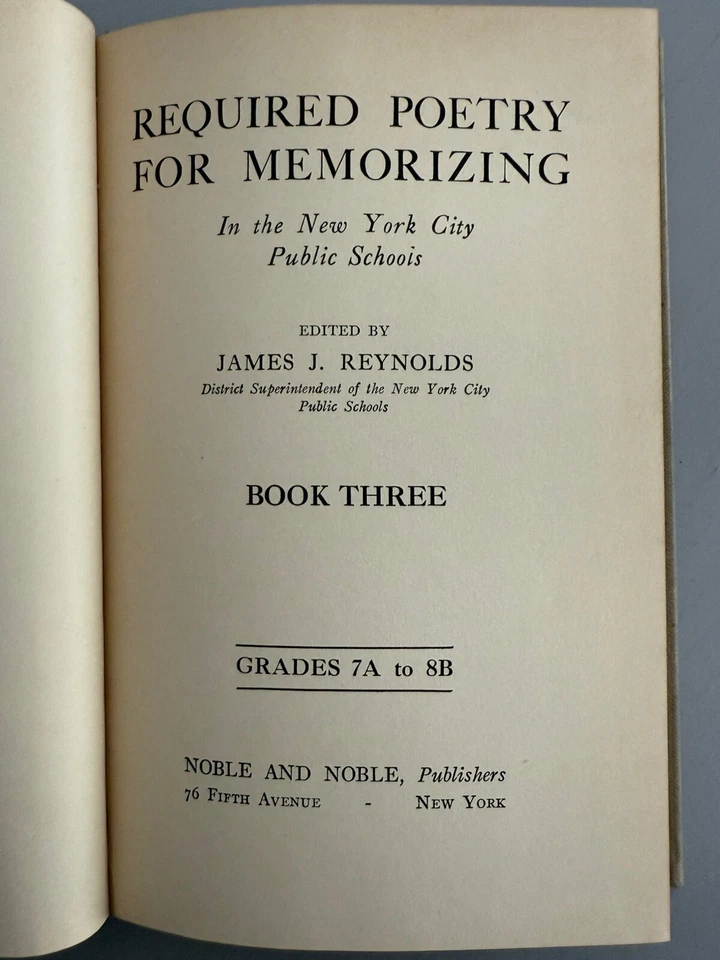 Antique Poetry Book Required Poetry for Memorizing New York City Textbook 1925 - Image 3 of 4