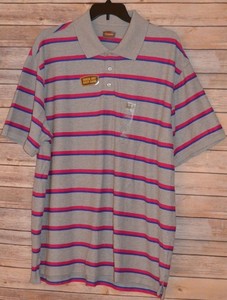 FOUNDRY-SHORT-SLEEVE-POLO-SHIRT-BIG-amp-TALL-SIZE-3XLT-GRAY-ROSE-BLUE-STRIPE-GOLF