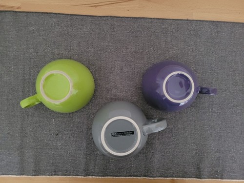 3 Jumbotassen 1 Jes Collection + 2 no Name grau grün lila / weiss ca. 500ml - Bild 3 von 3