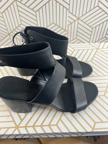 Rebecca Minkoff High Heels 7M Womens Black Leather Tie Closure Block Heels - Picture 3 of 9
