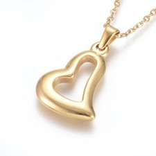 304 Stainless Steel Pendant Necklace Chain Lobster Heart Gold 17.5" 1.5mm A244